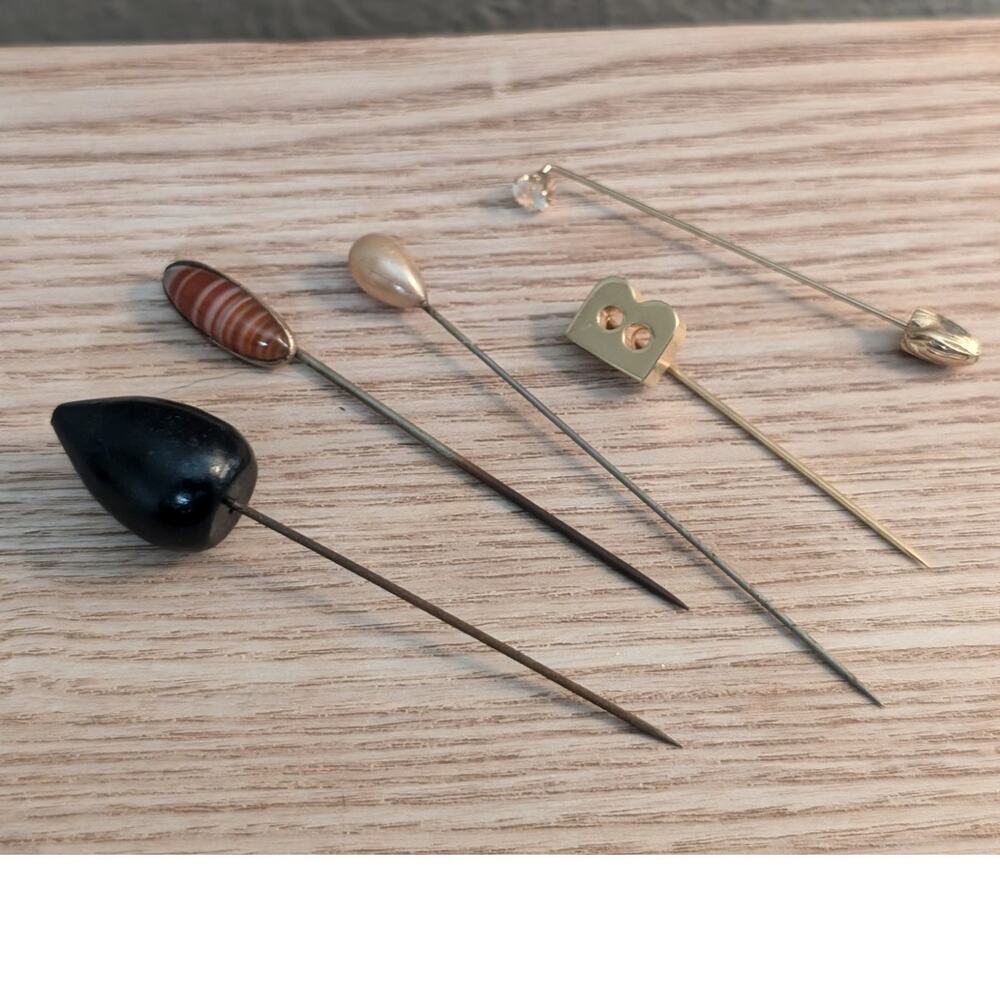 Lot of Five Hatpins Antique Vintage to Modern